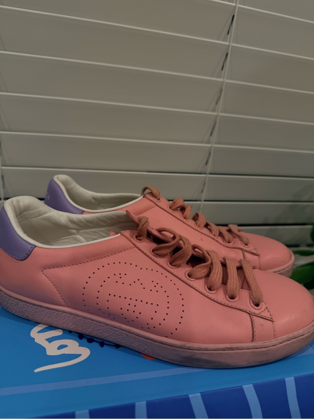 Gucci Ace Pink and Purple Leather Sneakers